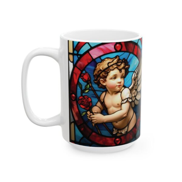 Stained Glass Cupid: Love is Patient and Kind Ceramic Mug, (11oz, 15oz) - Image 3