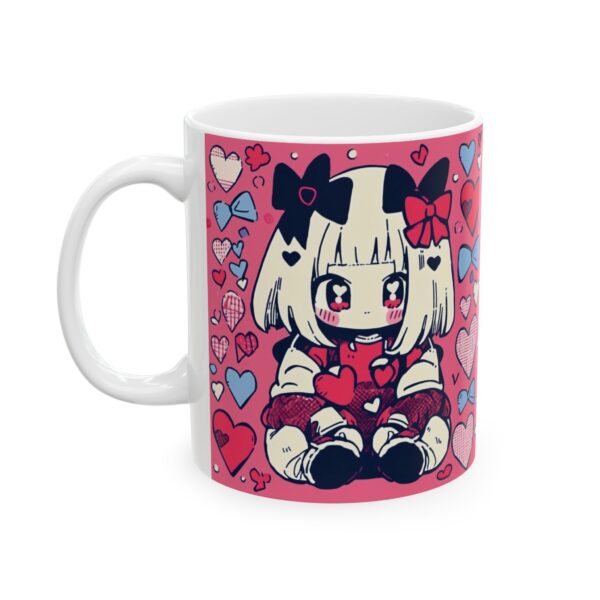 Kawaii Girl in Love Ceramic Mug, (11oz, 15oz)