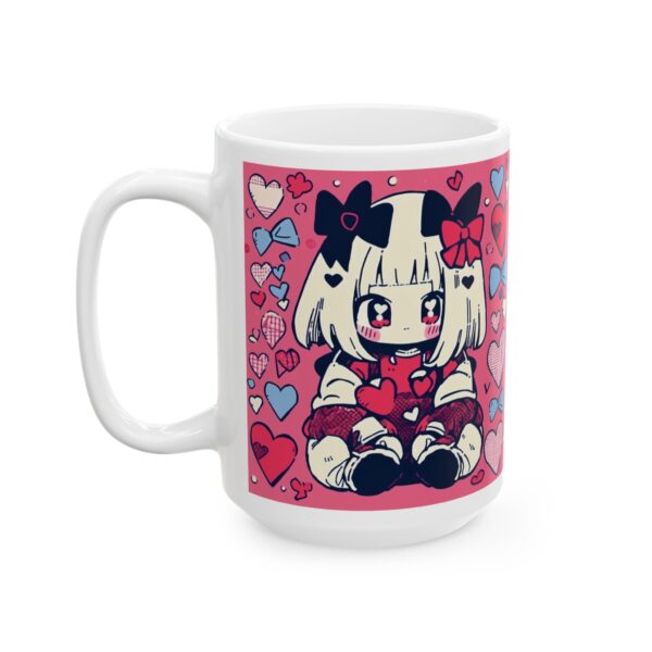 Kawaii Girl in Love Ceramic Mug, (11oz, 15oz) - Image 3