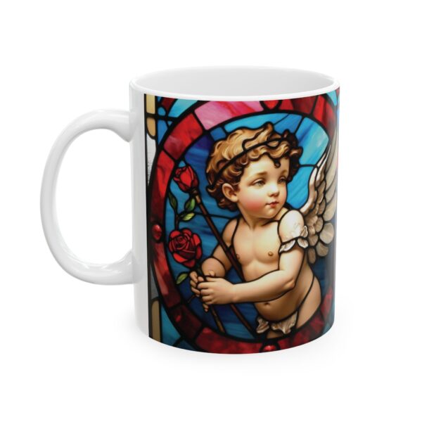 Stained Glass Cupid: Love is Patient and Kind Ceramic Mug, (11oz, 15oz)