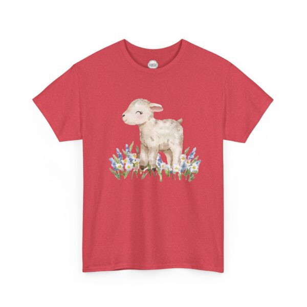 Little Lamb in Flowers Unisex Heavy Cotton Tee - Image 14