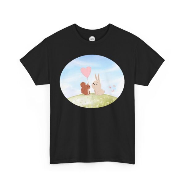 Squirrel Gives Bunny Heart Balloon Unisex Heavy Cotton Tee - Image 3