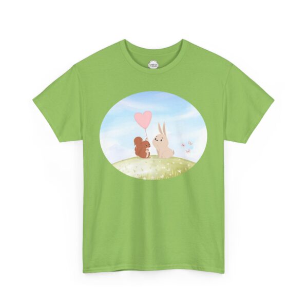 Squirrel Gives Bunny Heart Balloon Unisex Heavy Cotton Tee - Image 9