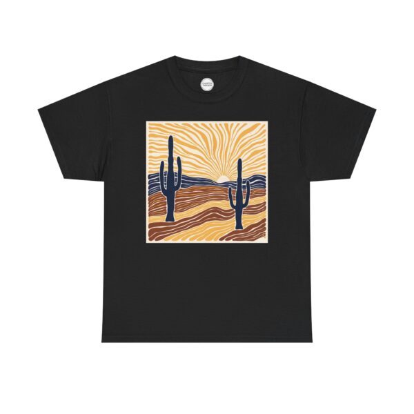 Saguaro Cactus Sunrise Unisex Heavy Cotton Tee - Image 3