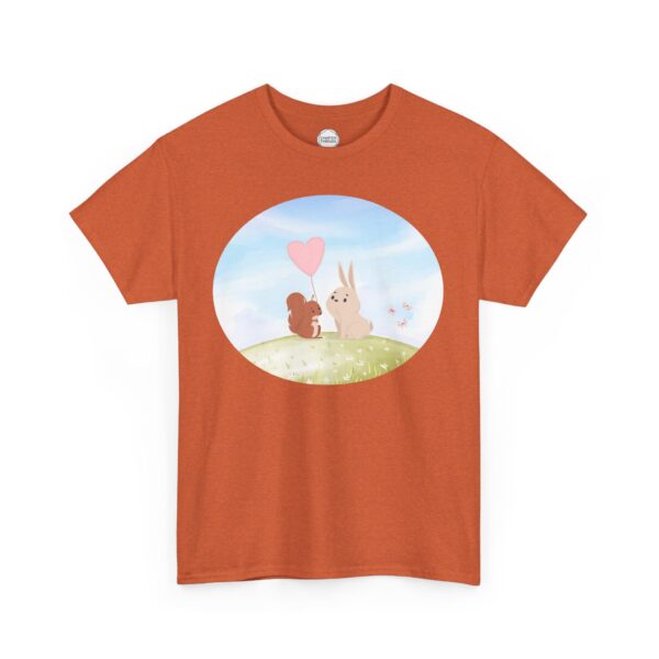 Squirrel Gives Bunny Heart Balloon Unisex Heavy Cotton Tee - Image 5