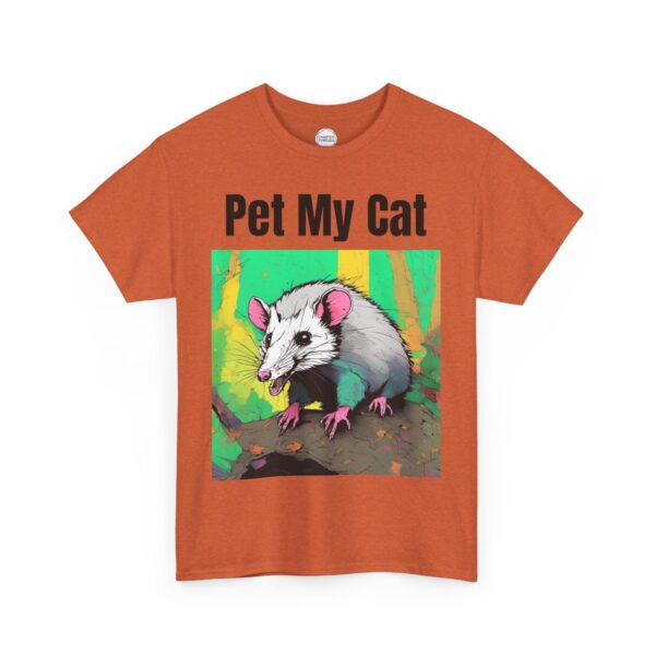 Pet My Cat Opposum Unisex Heavy Cotton Tee - Image 3