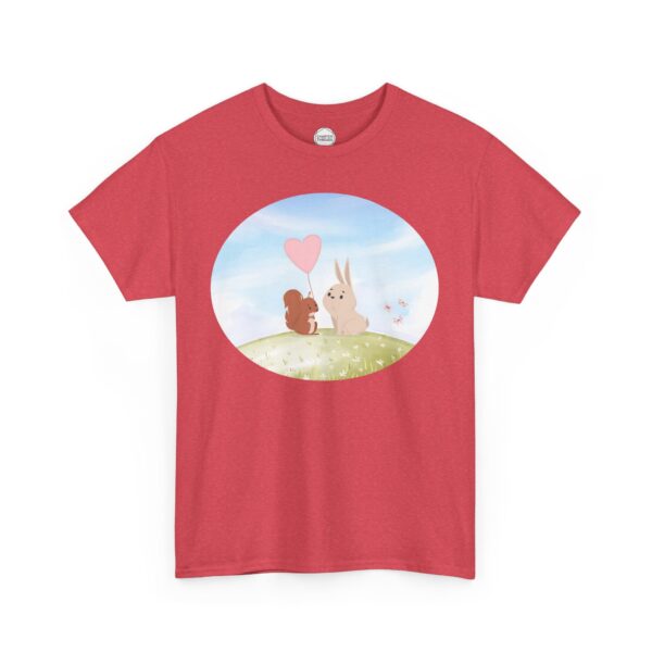 Squirrel Gives Bunny Heart Balloon Unisex Heavy Cotton Tee - Image 14