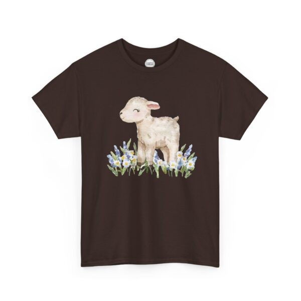 Little Lamb in Flowers Unisex Heavy Cotton Tee - Image 7