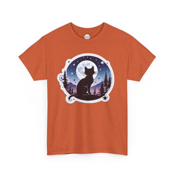 Mountain Stargazer Kitty Unisex Heavy Cotton Tee - Image 2