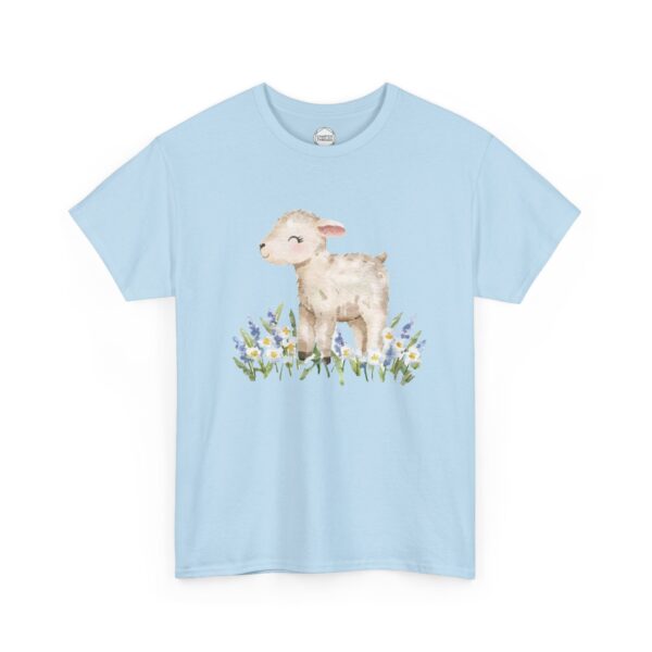 Little Lamb in Flowers Unisex Heavy Cotton Tee - Image 11