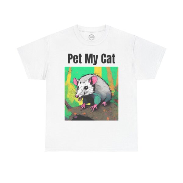 Pet My Cat Opposum Unisex Heavy Cotton Tee - Image 4