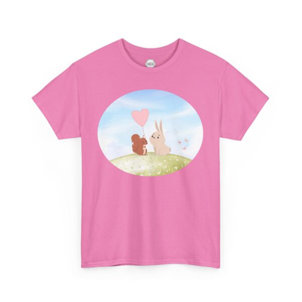 Squirrel Gives Bunny Heart Balloon Unisex Heavy Cotton Tee