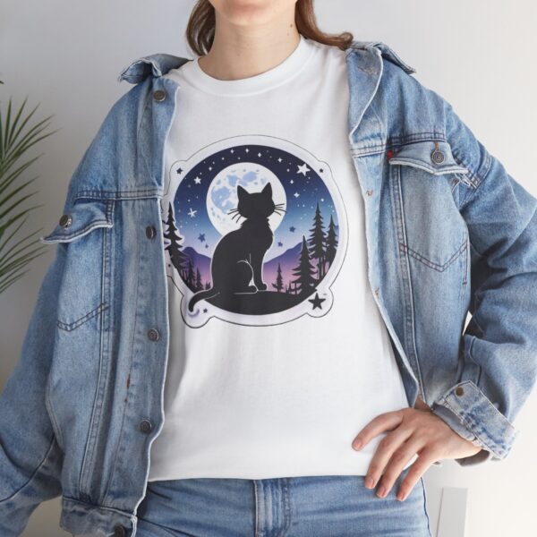 Mountain Stargazer Kitty Unisex Heavy Cotton Tee - Image 4