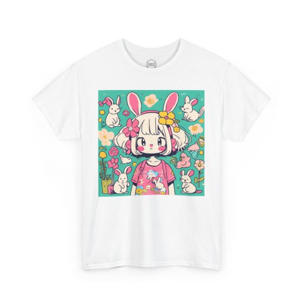 Kawaii Girl with Bunny Ears Unisex Heavy Cotton Tee - Image 2