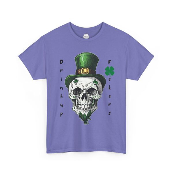 Drink Up F*ckers Skull St. Patrick's Day Unisex Heavy Cotton Tee - Image 8