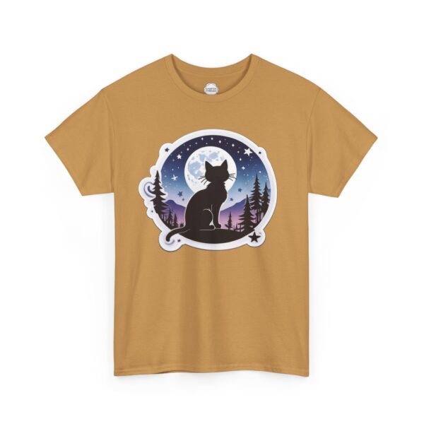 Mountain Stargazer Kitty Unisex Heavy Cotton Tee - Image 3