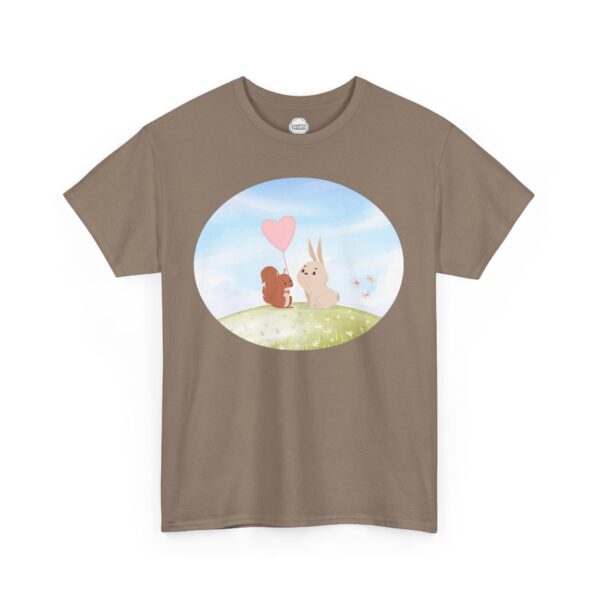 Squirrel Gives Bunny Heart Balloon Unisex Heavy Cotton Tee - Image 7