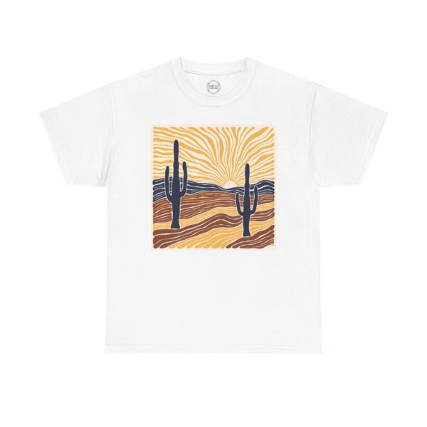 Saguaro Cactus Sunrise Unisex Heavy Cotton Tee - Image 2