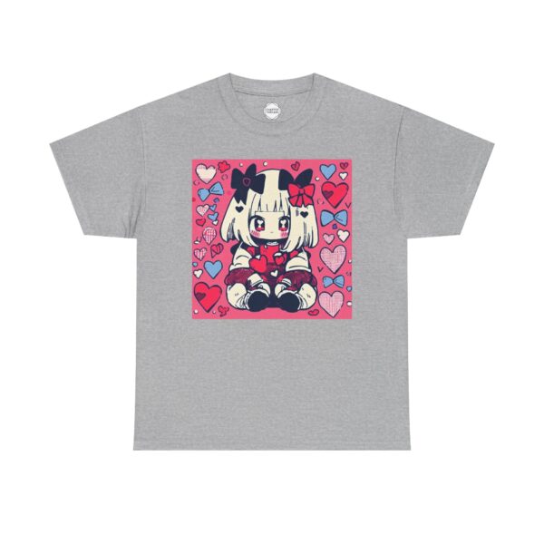 Kawaii Girl in Love Unisex Heavy Cotton Tee - Image 3