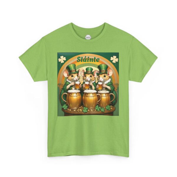 Slainte Irish Drinking Mice Beer Unisex Heavy Cotton Tee - Image 2