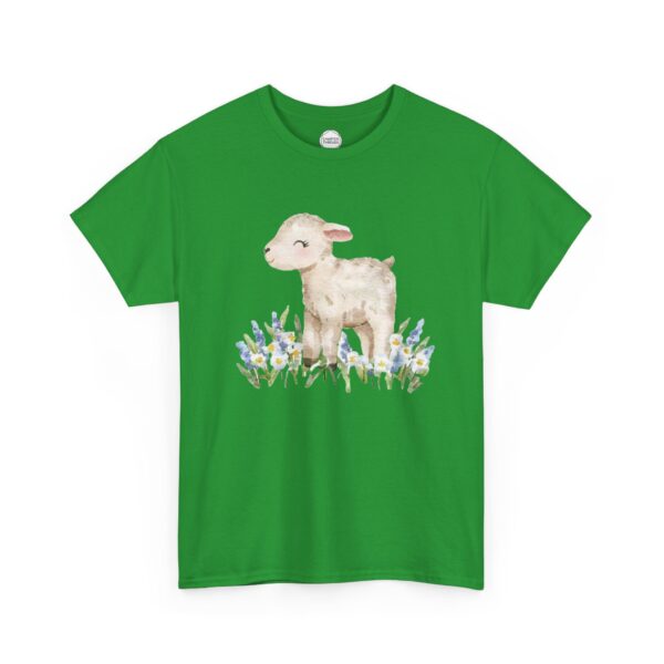 Little Lamb in Flowers Unisex Heavy Cotton Tee - Image 10