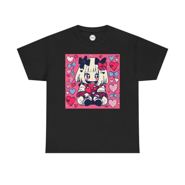 Kawaii Girl in Love Unisex Heavy Cotton Tee - Image 2