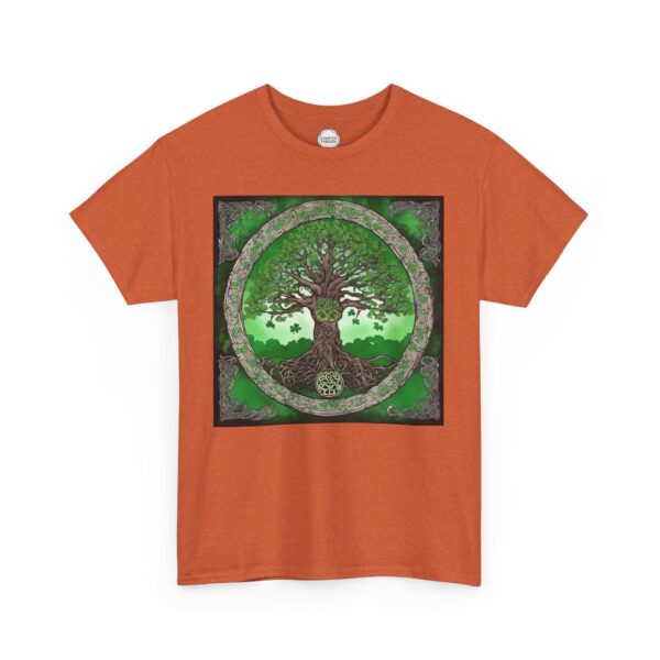 Celtic Shamrock Tree Unisex Heavy Cotton Tee - Image 4