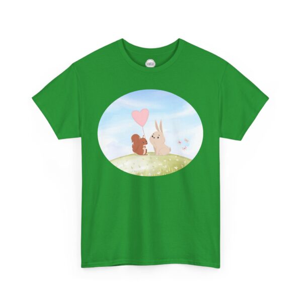 Squirrel Gives Bunny Heart Balloon Unisex Heavy Cotton Tee - Image 11