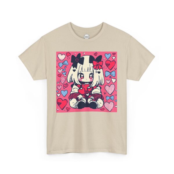 Kawaii Girl in Love Unisex Heavy Cotton Tee - Image 7