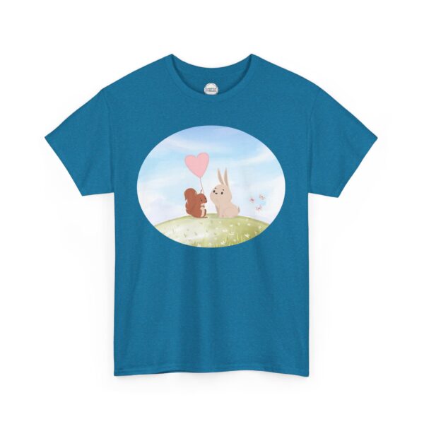 Squirrel Gives Bunny Heart Balloon Unisex Heavy Cotton Tee - Image 4