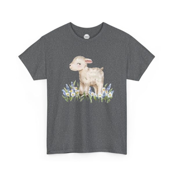 Little Lamb in Flowers Unisex Heavy Cotton Tee - Image 9