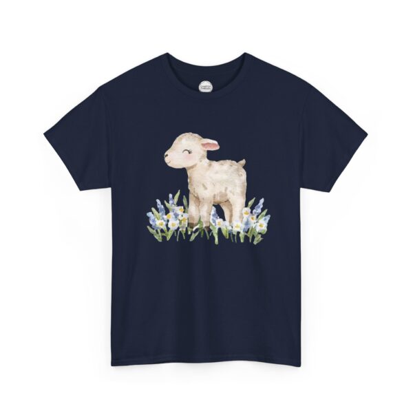 Little Lamb in Flowers Unisex Heavy Cotton Tee - Image 12