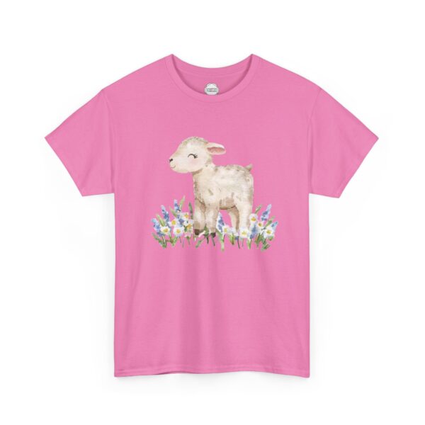 Little Lamb in Flowers Unisex Heavy Cotton Tee - Image 13